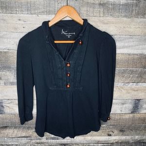 CITIZENS of Humanity Black Blouse Wood Buttons S